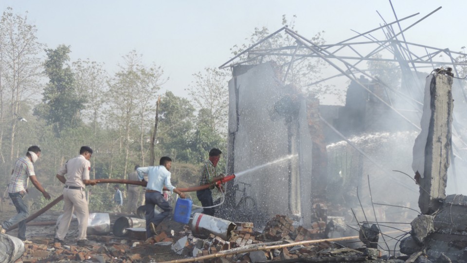 Explosion at a fireworks factory