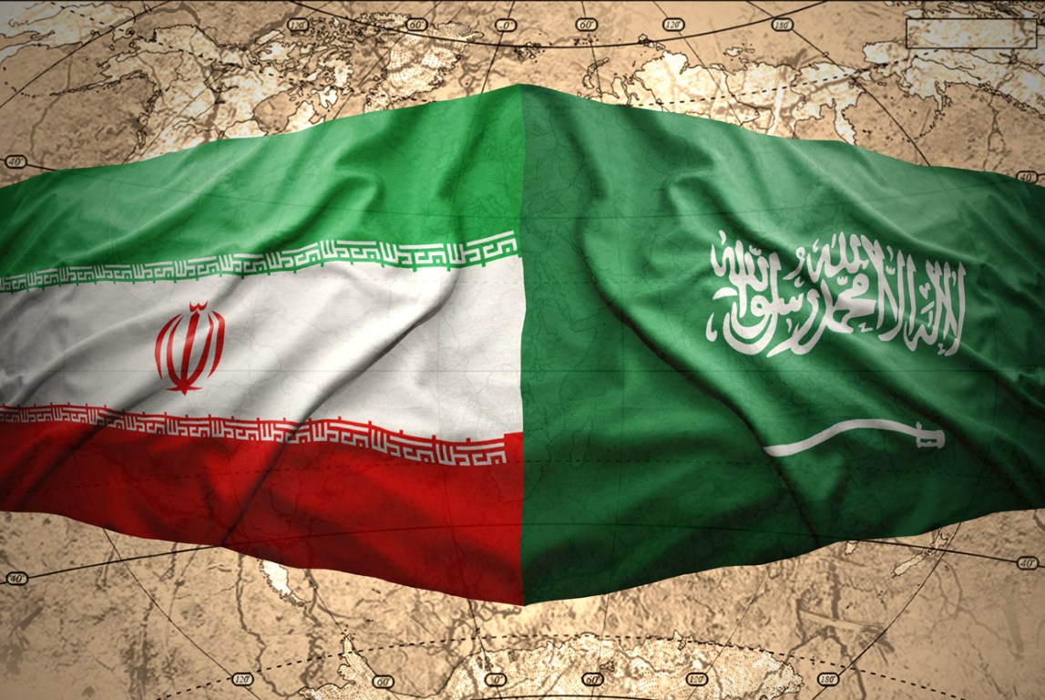 Waving-Saudi-Arabia-Iran-Flag-Map-World