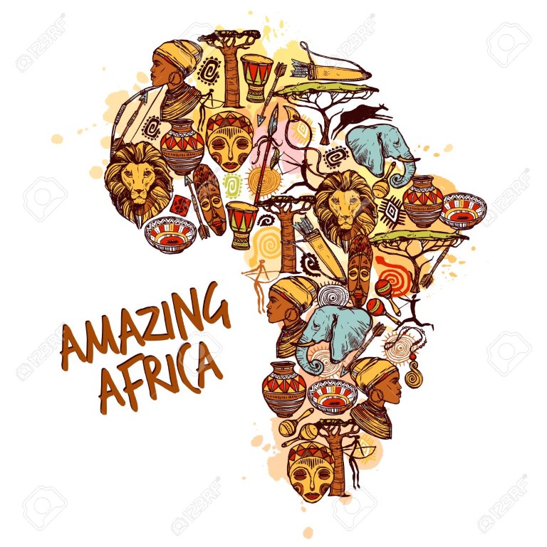 45162885-africa-concept-with-sketch-african-symbols-in-continent-shape-vector-illustration